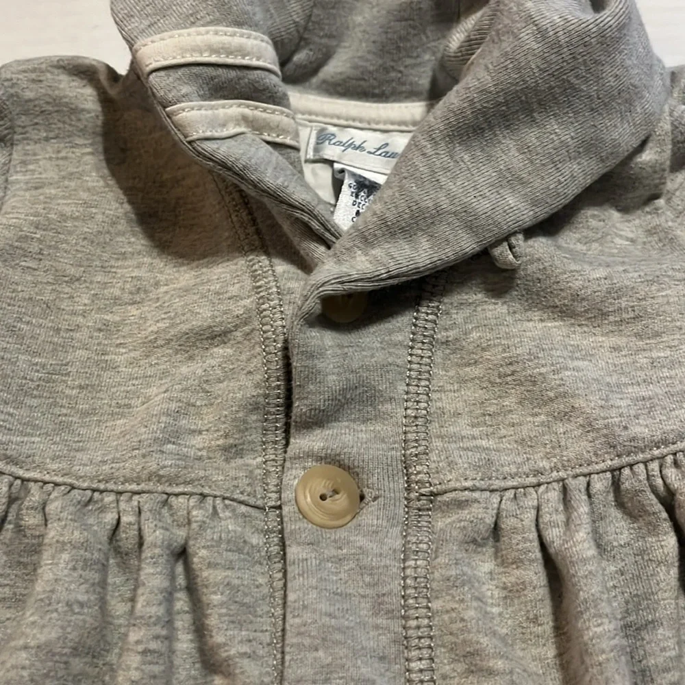 Ralph Lauren-18 months-gray-cotton blend, jersey knit, L/S,button-down jacket.